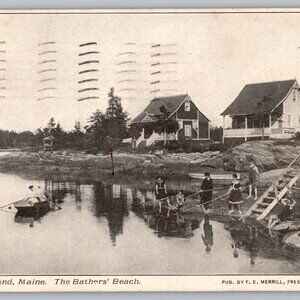 Postcard  Posted 1909 Maine Birch Island The Bather's Beach #1128